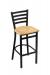 Holland's Jackie #400 Stationary Barstool with Back in Black Metal Finish and Natural Oak Seat Wood Finish
