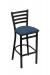 Holland's Jackie #400 Stationary Barstool with Back in Black Metal Finish and Blue Seat Cushion