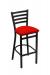 Holland's Jackie #400 Stationary Barstool with Back in Black Metal Finish and Red Seat Cushion