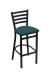 Holland's Jackie #400 Stationary Barstool with Back in Black Metal Finish and Teal Seat Cushion