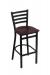 Holland's Jackie #400 Stationary Barstool with Back in Black Metal Finish and Dark Cherry Oak Seat Wood Finish