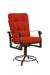 Woodard's Upholstered Swivel Outdoor Counter Stool with Arms in Spectator Height in Red Cushion