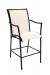 Woodard's Dominica Sling Stationary Barstool with Arms in Black Metal and Off-White Upholstered Seat and Back