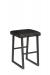 Woodard's Canaveral Harper Outdoor Stationary Woven Backless Bar Stool and Sled Base in Charcoal