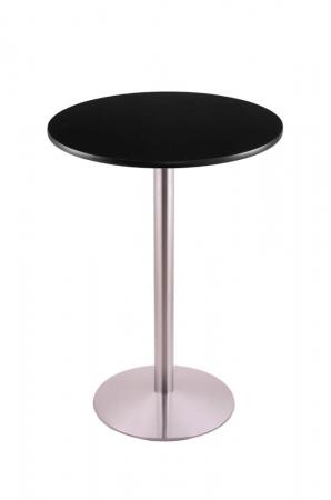 Holland's #214-22 Table with Stainless Steel Base and Black Round Top