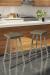 Amisco's Anders Backless Swivel Bar Stools with Square Seat Cushion in Brown and White Modern Kitchen