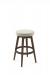 Amisco's Anton Backless Swivel Wood Counter Stool in Brown Wood Finish and Off-White Fabric