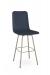 Amisco's Bray Champagne Gold Swivel Bar Stool and Blue Seat/Back Cushion