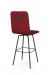 Amisco's Bray Black Metal Swivel Bar Stool with Red Fabric with Black Leather Handle