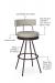Soft seat and back cushion is available in fabric or vinyl and the metal is welded at the joints for support. This bar stool is custom made for you!