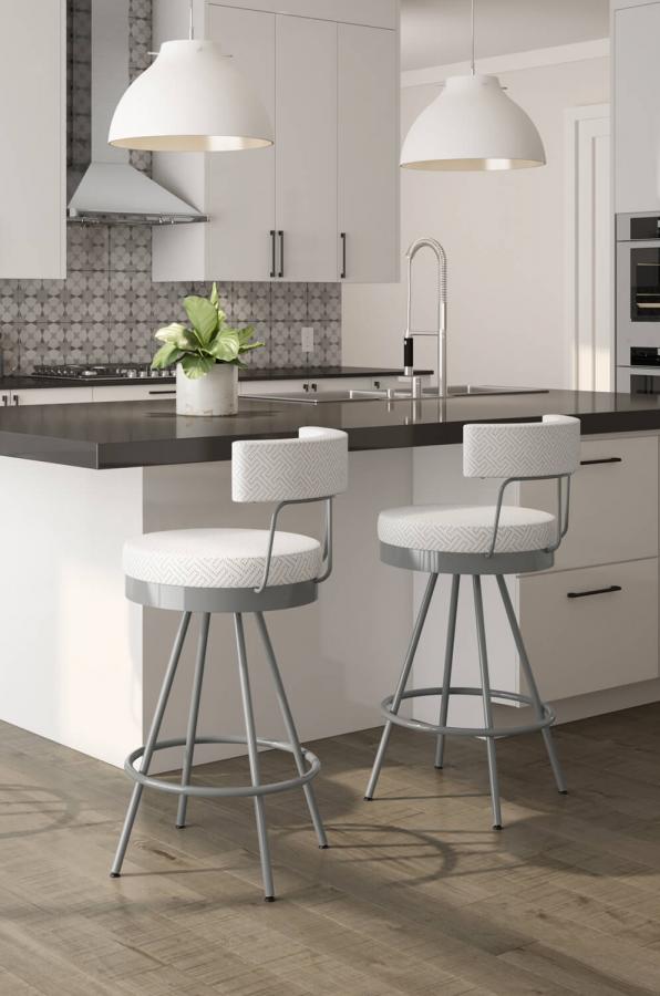 Amisco's Umbria Metal Swivel Stool with Back • Barstool Comforts