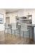 Amisco's Osten Gray Upholstered Bar Stools in Gray and White Modern Kitchen