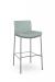 Amisco's Osten Modern Silver Metal Bar Stool with Low Back in Green Seat and Back Cushion