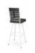 Amisco's Lisia Modern White Swivel Bar Stool with Gray Seat and Back Cushion and Black Leather Handle on Back