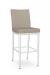 Amisco's Melrose Quilted Upholstered Bar Stool in Light Tan and White Metal Finish
