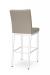Amisco's Melrose Quilted Upholstered Bar Stool in Light Tan and White Metal Finish - Back Side