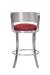 Wesley Allen's Baltimore Stainless Steel Swivel Bar Stool with Low Back and Red Seat Cushion - Back View