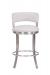 Wesley Allen's Bali Modern Stainless Steel Bar Stool with Low Back and White Cushion - Front View