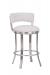 Wesley Allen's Bali Modern Stainless Steel Bar Stool with Low Back and White Cushion