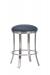 Wesley Allen's Bali Modern Backless Stainless Steel Bar Stool in Blue Seat Cushion