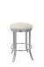 Wesley Allen's Bali Stainless Steel Round Backless Swivel Bar Stool with Ivory Seat Cushion