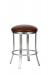 Wesley Allen's Bali Metal Backless Swivel Stool in Stainless Steel with Round Seat Cushion