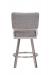 Wesley Allen's Modern Swivel Bar Stool in Brushed Stainless Steel and Gray Fabric - Back View