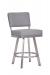 Wesley Allen's Silver Brushed Bar Stool with Vinyl Seat and Back Cushion
