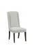 Fairfield's Dora High Back Dining Chair in Patterned Gray Fabric and Wood Base