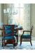 Fairfield's Mackay Transitional Dining Chairs with Blue Upholstered and Brown Wood Finish in Blue and Bright Dining Room