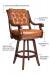 Darafeev's Ponce De Leon Wood Swivel Stool featuring decorative nailhead treatments, suspension seating, high resilient foam, solid metal footplate, and high quality American made swivel function.
