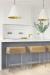Muniz Laredo Lucite Backless Counter Stool in Contemporary Brass White Kitchen