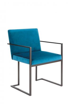 Wesley Allen's Marzan Modern Dining Chair with Arms in Blue Fabric
