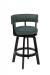 Darafeev's Ace Black Wood Low Back Swivel Bar Stool with Green Leather