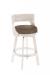 Darafeev's Gen Modern Low Back Wood Swivel Bar Stool in Ivory and Brown Leather