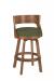 Darafeev's Gen Swivel Wooden Bar Stool with Low Back, Seat Cushion in Green, and Brown Wood