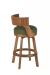 Darafeev's Gen Swivel Wooden Bar Stool with Low Back, Seat Cushion in Green, and Brown Wood - View of Back