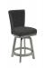 Darafeev's 917 Gray Wood Swivel Bar Stool with Leather Back and Patterned Fabric
