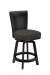 Darafeev's 917 Black Wood Swivel Bar Stool with Leather Back and Patterned Fabric Seat