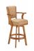 Darafeev's #610 Wooden Upholstered Swivel Bar Stool with Arms in Honey Oak Finish