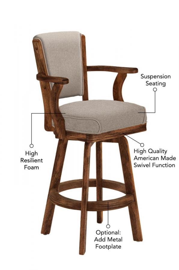 Darafeev's 610 Traditional Wood Swivel Stool • Barstool Comforts