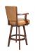 Darafeev's #600 Upholstered Swivel Wood Stool with Arms in Tobacco Oak Finish - View of Back