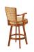 Darafeev's #910 Wooden Upholstered Swivel Bar Stool with Arms in Cinnamon Cherry Wood Finish - View of Back