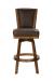 Darafeev's 915 Brown Wood Swivel Bar Stool with Back and Leather Seat Upholstery - Front View