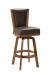 Darafeev's 915 Brown Wood Swivel Bar Stool with Back and Leather Seat Upholstery