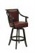 Darafeev's Bellagio Luxury Wood Upholstered Swivel Bar Stool with Arms in Black Wood and Red Leather Upholstery