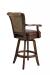 Darafeev's Classic Upholstered Swivel Wood Bar Stool with Arms and Nailhead Trim - View of Back