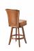 Darafeev's Classic Flexback Upholstered Swivel Wooden Bar Stool in Oak Wood and Leather Upholstery - View of Back