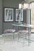 Fairfield's Jessup Modern Nickel Backless Bar Stools in Multicolored Fabric in Dining Space