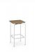 Amisco's Atlas Modern White Backless Stool with Square Wood Seat